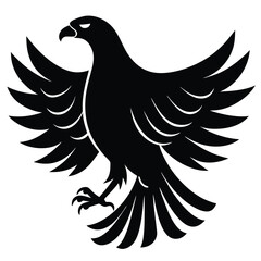 Obraz premium A black eagle with outstretched wings on a white background silhouette