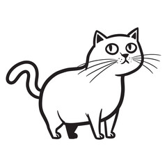 Obraz premium Whimsical illustration of a standing domestic cat in black outline perfect for design elements