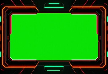 Futuristic HUD frame border with cyber stripes and panels, offering ample empty space for design, bright, line