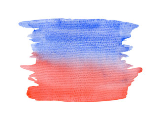 Square shape bright gradient of blue and coral red watercolor background. Vibrant sunset sky and water watercolour textured concept for software, ui design, web, apps wallpaper, vs versus idea