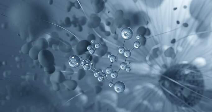 Tiratricol rotating molecular 3d structure ball-and-stick model, looped video thyroid hormone analog
