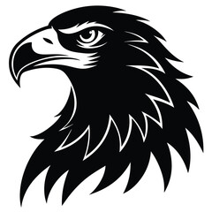 Obraz premium Stylized black and white graphic of an eagle head in profile silhouette