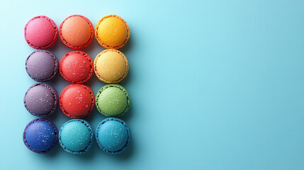 macarons on light blue background