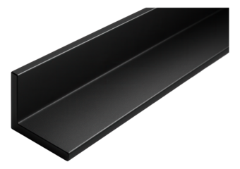 L-shaped aluminum corner trim for an apartment building, coated with a weather-resistant paint in a sleek matte black finish for modern aesthetics.