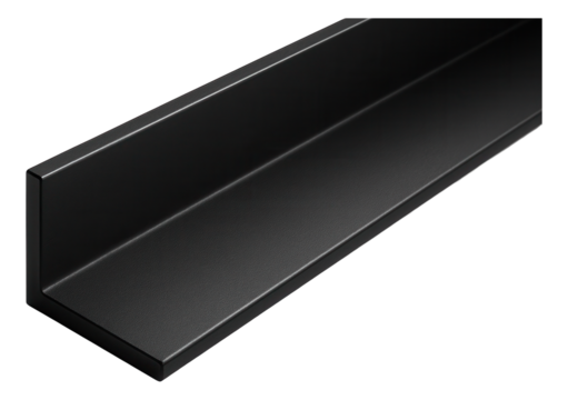 L-shaped aluminum corner trim for an apartment building, coated with a weather-resistant paint in a sleek matte black finish for modern aesthetics.