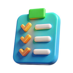 3d checklist icon isolated on transparent background