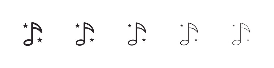 Music note and stars icon simple illustration logo art