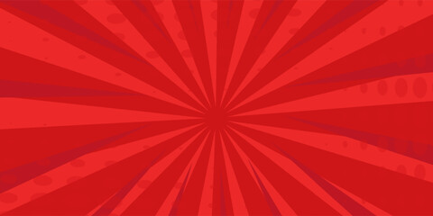 Red comic sunburst effect background with halftone. pop art comic-style vector background