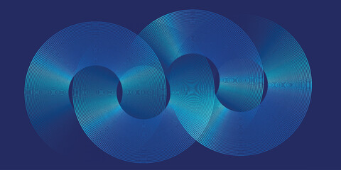 Abstract blue glowing geometric lines on dark blue background. Modern shiny blue circle lines pattern. Futuristic technology concept. Suit for cover, poster, banner. eps 10