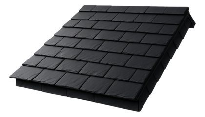 Synthetic slate sloped roof for a lightweight and cost-effective alternative on a family home.