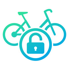 Unlock bike icon, a bicycle and a lock icon