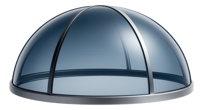 A domed roof canopy constructed from tinted acrylic, offering UV protection for a sunny garden pathway.