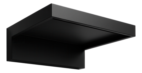 A minimalist steel roof canopy with a matte black finish, suitable for an industrial-style loft entrance.