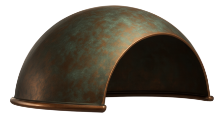 A curved copper roof canopy that develops a patina over time, ideal for a vintage-style townhome.