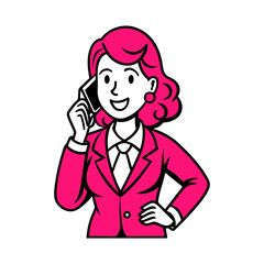 young woman talking on the phone vector illustration