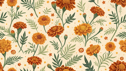 Marigold seamless pattern.