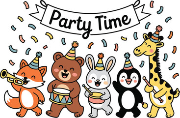 Fototapeta premium whimsical celebration with animal art design illustration stock photos