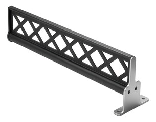 Metal snow retention bar with a lattice design, suitable for protecting a cottage roof from snow accumulation.