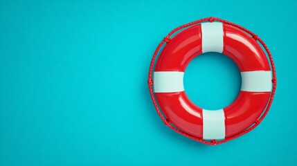 A life preserver featuring red and white stripes is shown in a detailed close-up for marine safety