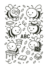 Cute Bees Education and Learning Doodle