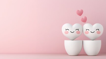 Cute Heart Plants Valentine's Day Romantic Illustration
