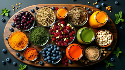 An opulent and diverse circular arrangement of superfoods