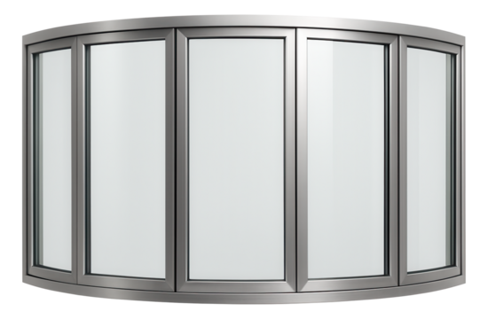 Bow window with five panels creating a panoramic view for a city apartment.