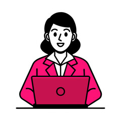 business woman working on laptop vector illustration