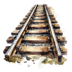 Rail Close Up, watercolor vector, isolated on a white background.