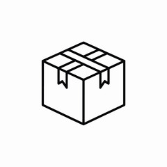 Simple Line Art Illustration of a Shipping Box with Ribbon and Tags