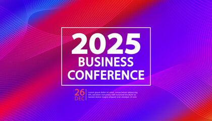 Electrify your event promotion with this futuristic conference banner. The vibrant colors and abstract soundwave patterns create a high energy feel, perfect for a modern technology or music summit.