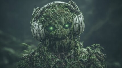 A forest-dwelling soldier in camouflage signifies the importance of preserving the natural world