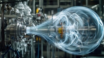 High-Tech Engine Test with Dynamic Airflow Simulation and Equipment