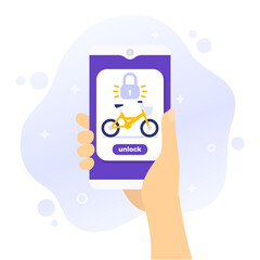 Unlock bike, bicycle sharing mobile app