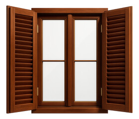 Obraz premium Wooden windows with built-in shutters, providing both style and security for a Mediterranean villa.