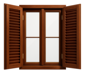 Wooden windows with built-in shutters, providing both style and security for a Mediterranean villa.