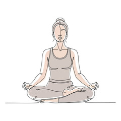 Woman meditating in lotus pose one line drawing yoga 1