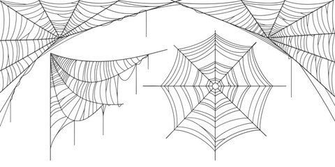 Set of spider web vector illustration