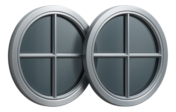 Round grid windows adding a nautical feel to a coastal cottage.