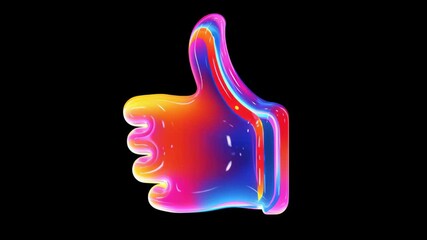 Vibrant hand gesture, colorful thumbs up icon, symbolizing positivity and approval, perfect for social media engagement. - Powered by Adobe