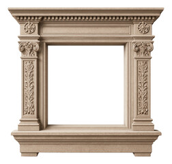 Fototapeta premium Limestone exterior window trims with intricate detailing suitable for a grand colonial mansion.