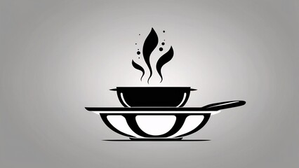 Delicious Food Illustration Steaming Bowl and Pan, Culinary Art, Restaurant Menu Design,  Vector Graphic