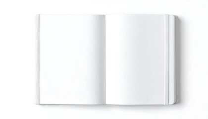 Naklejka premium Open blank book with white pages Top view.