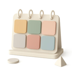 Abstract Pastel Calendar: A charming, 3D-rendered calendar in a palette of soft pastel colors, evokes a sense of organized structure and scheduled routines, perfect for any concept.