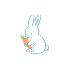 Hand-Drawn Black Rabbit with Carrot Icon