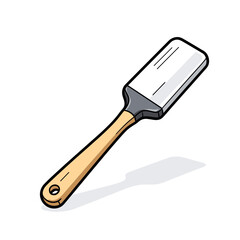 Illustration of a Kitchen Spatula with Wooden Handle and White Silicone Head for Cooking and Baking