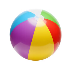 Obraz premium Vibrant inflatable beach ball, a fun summer toy. Isolated on a white or transparent background in PNG format.