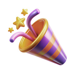 3d render illustration of isolated transparent party popper icon