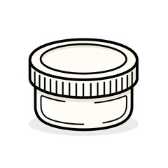 Illustration of a Small White Jar with a Black Outline, Perfect for Cosmetics or Food Storage