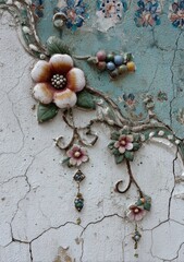 Rustic frame enclosing vibrant floral collage art that incorporates natural elements and a textured background